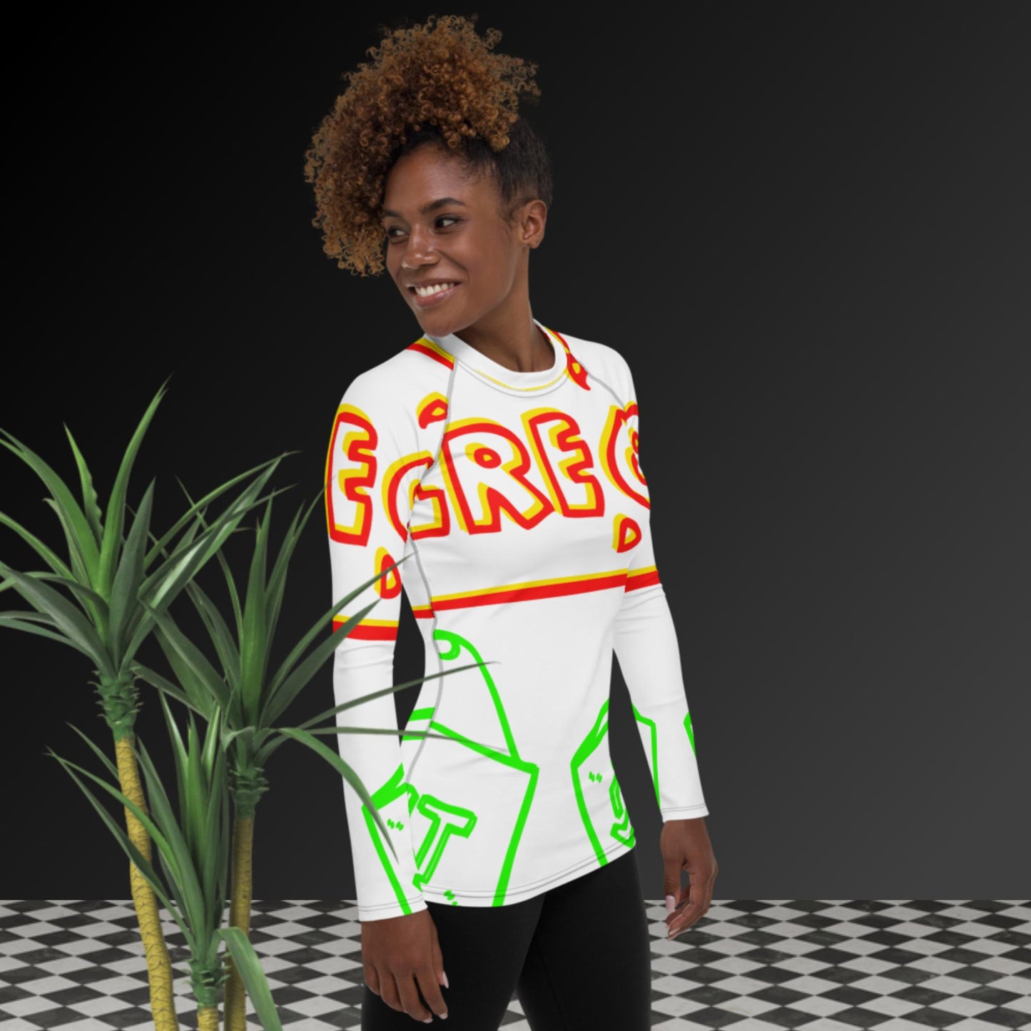 Fire, Exit, Running, Women's Rash Guard