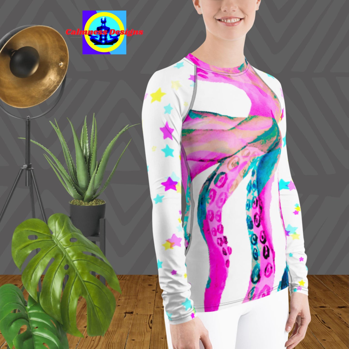 Octopus, Deep Meditation, Women's Rash Guard