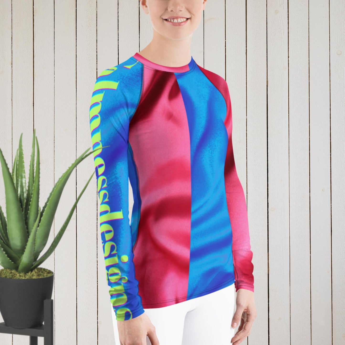 Red and Blue Silk Fabric, Women's Rash Guard