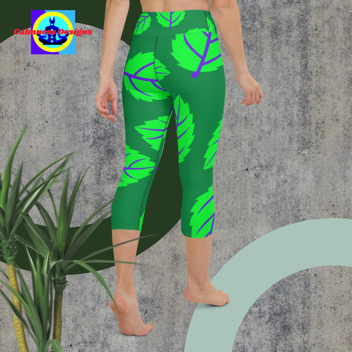 Beautiful Green Leaves, Yoga Capri Leggings