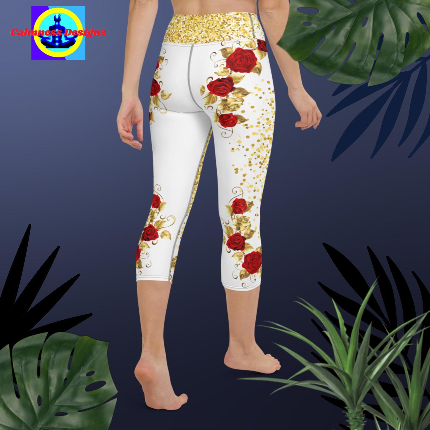 Gold-Dust, Red-Rose Gold, Yoga Capri Leggings