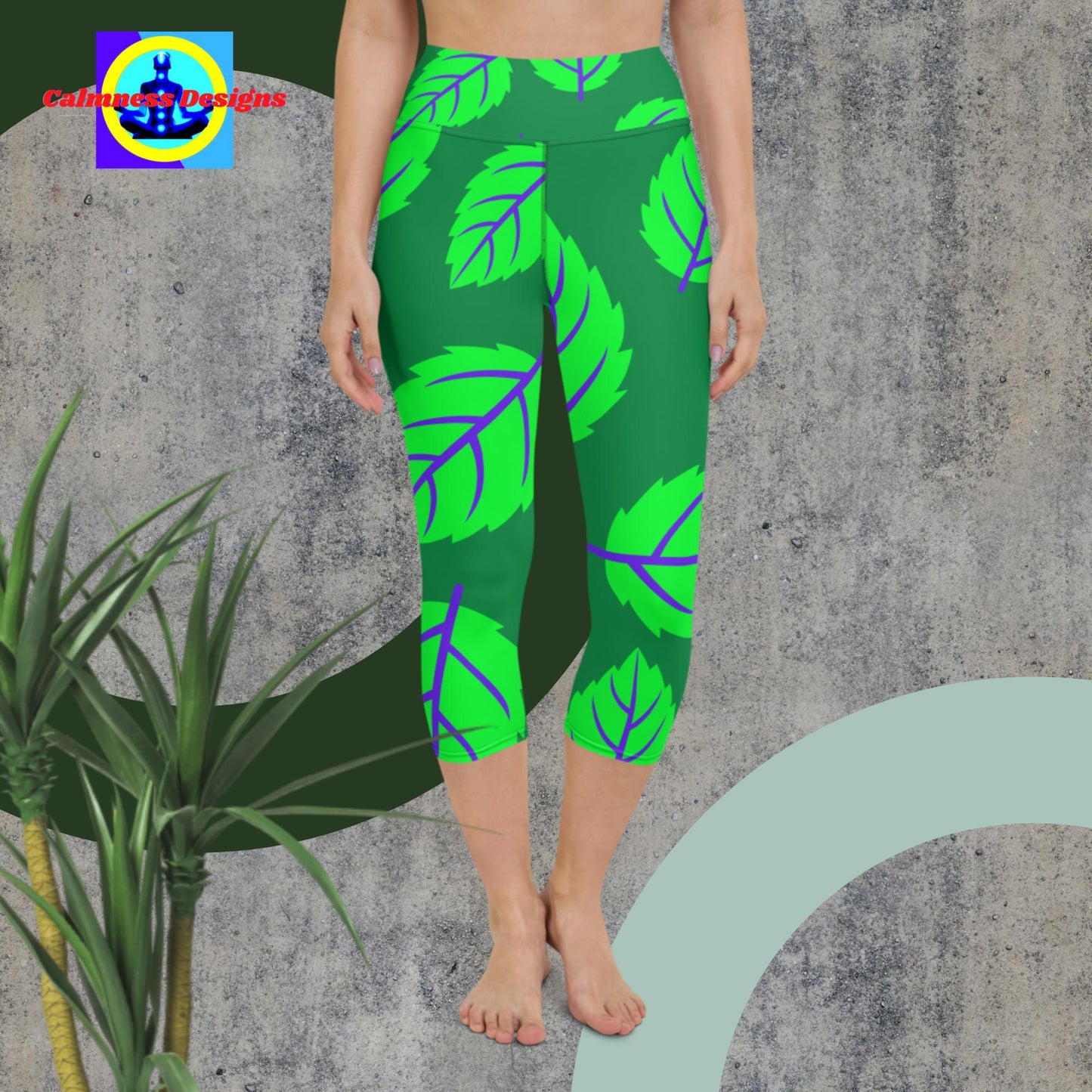 Beautiful Green Leaves, Yoga Capri Leggings