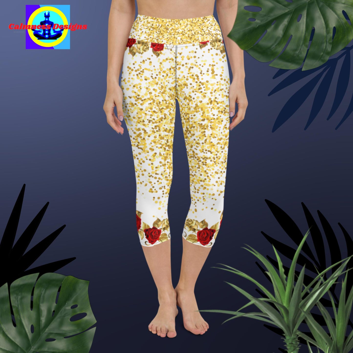 Gold-Dust, Red-Rose Gold, Yoga Capri Leggings