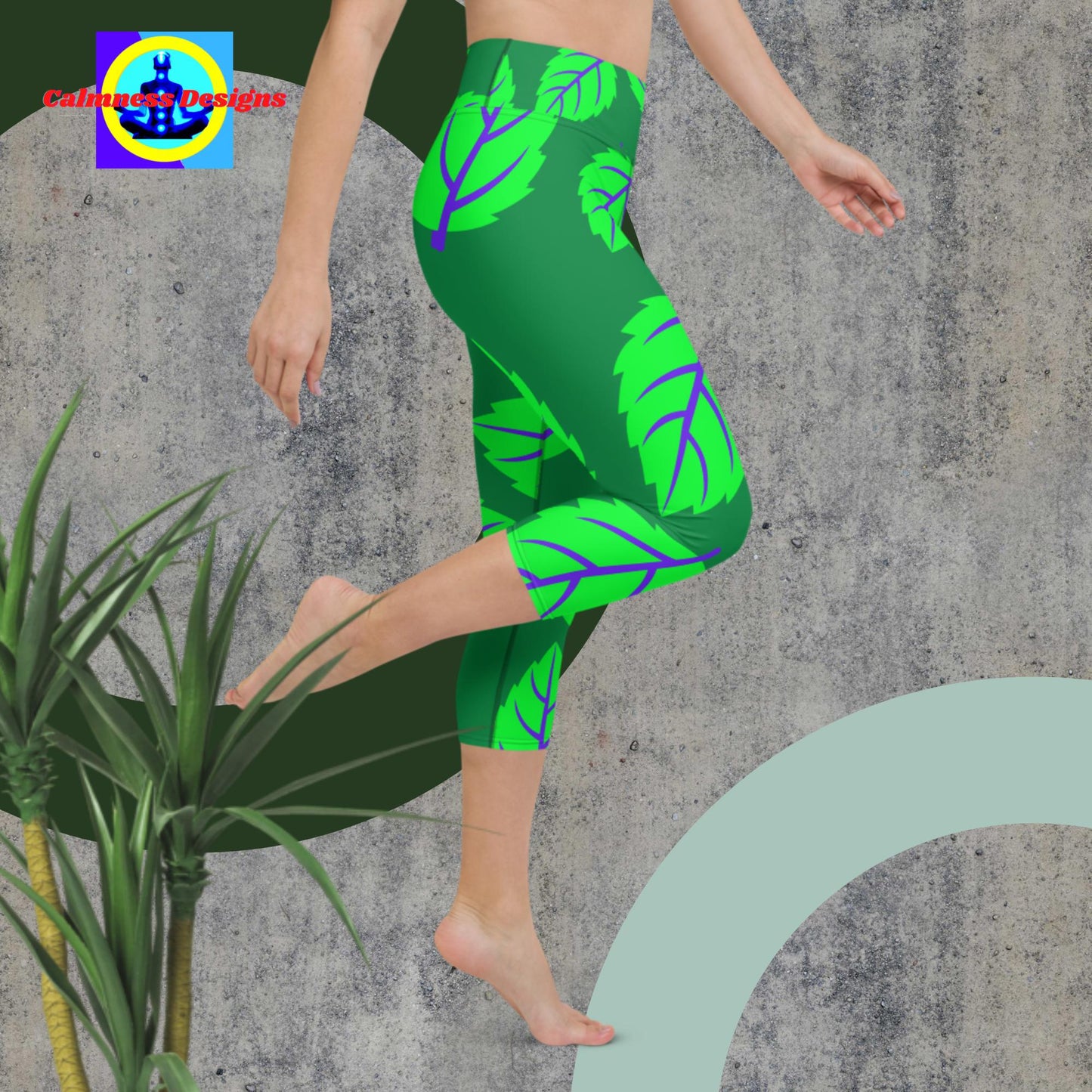 Beautiful Green Leaves, Yoga Capri Leggings