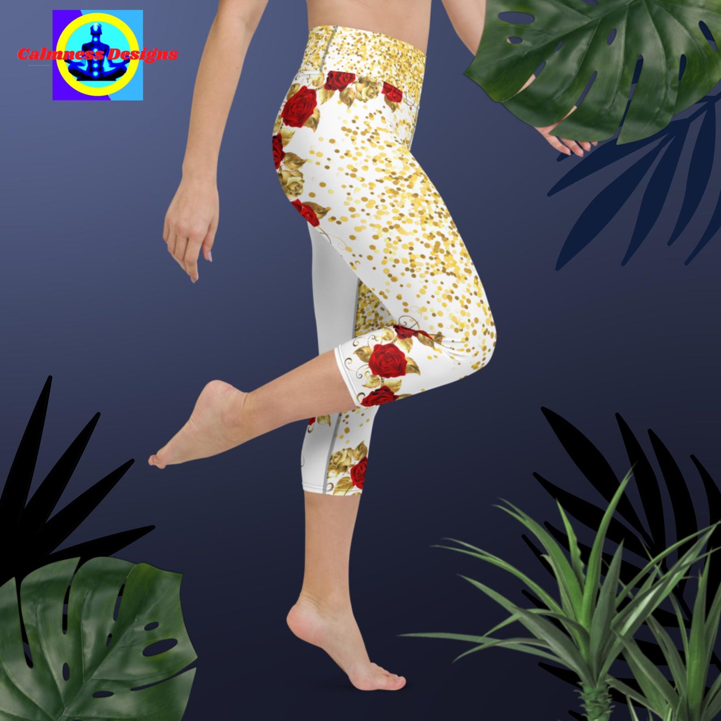 Gold-Dust, Red-Rose Gold, Yoga Capri Leggings