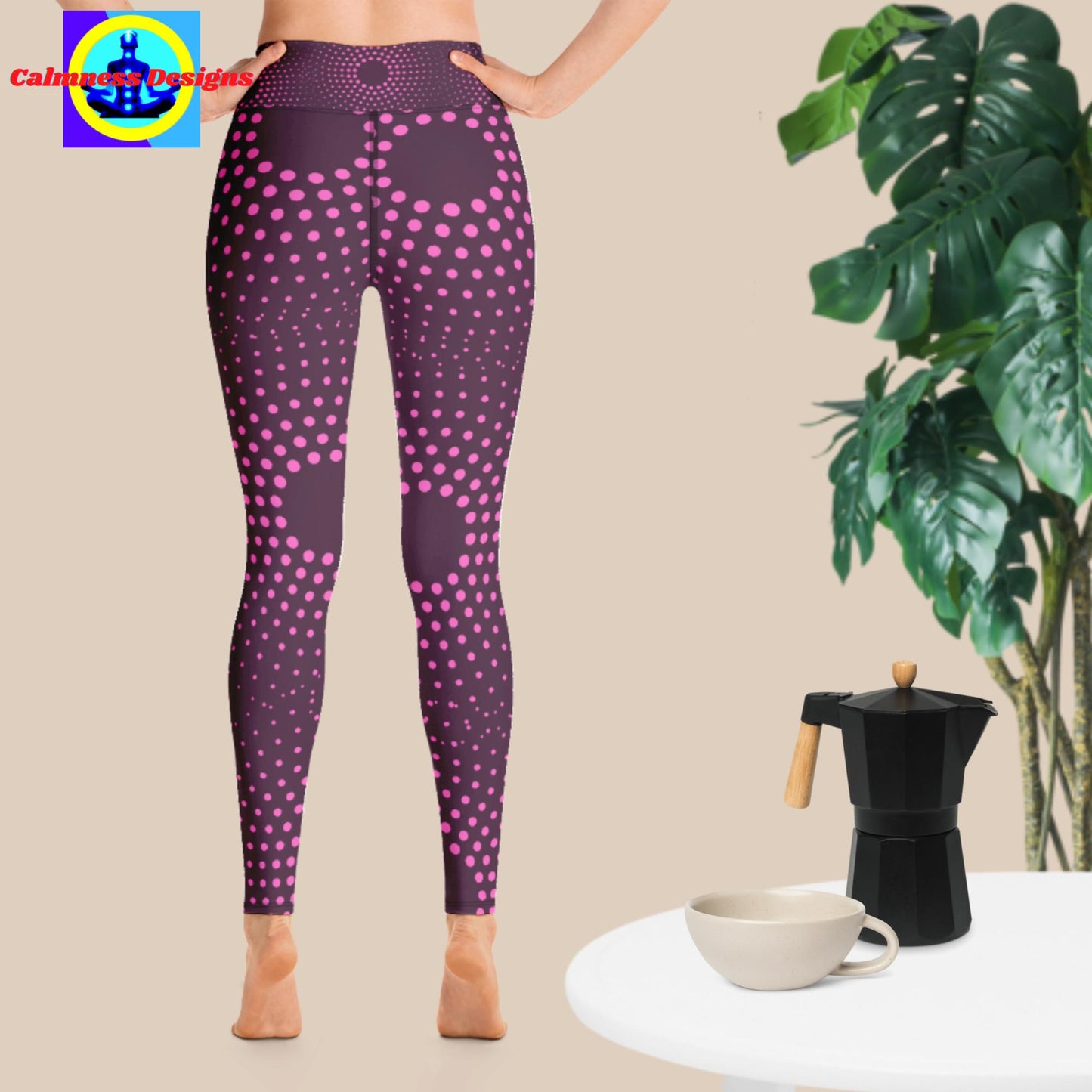 Calmness Designs, Dotted Pink, Yoga Leggings