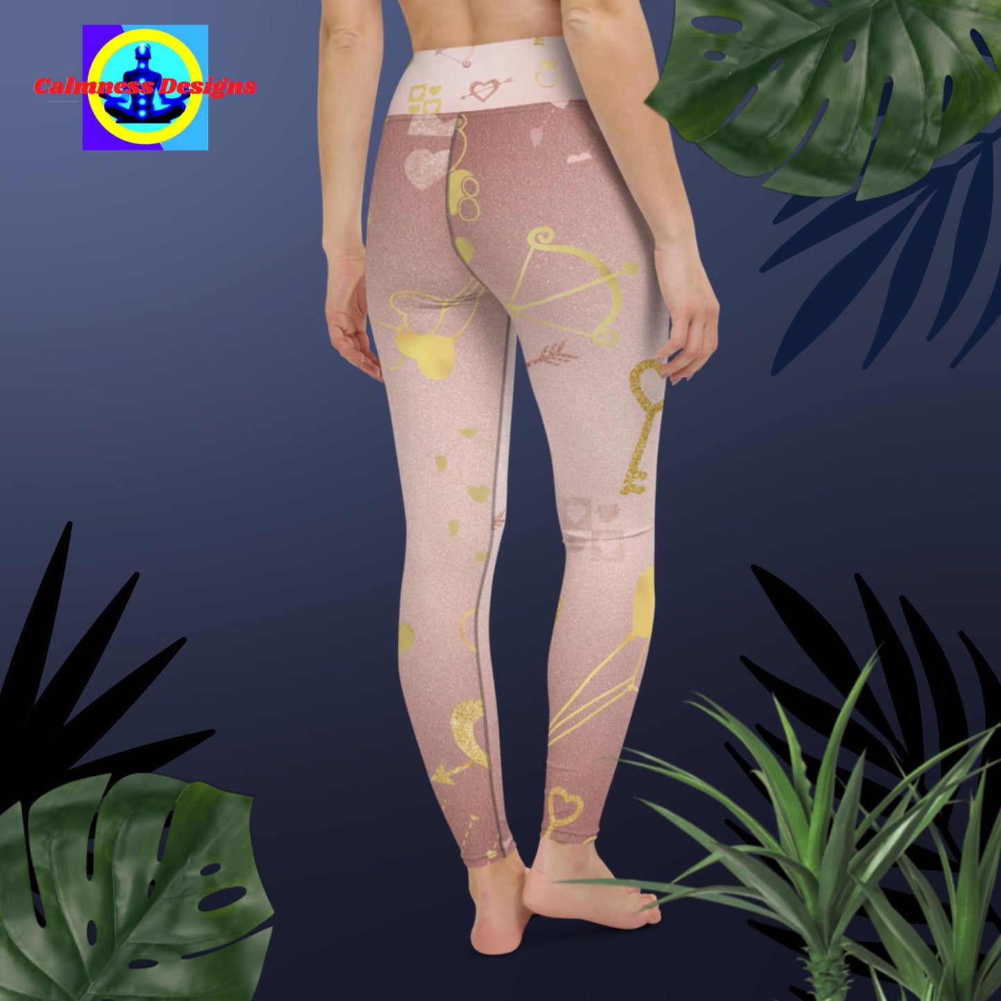 Golden Loves Locks & Keys, Hearts, Yoga Leggings