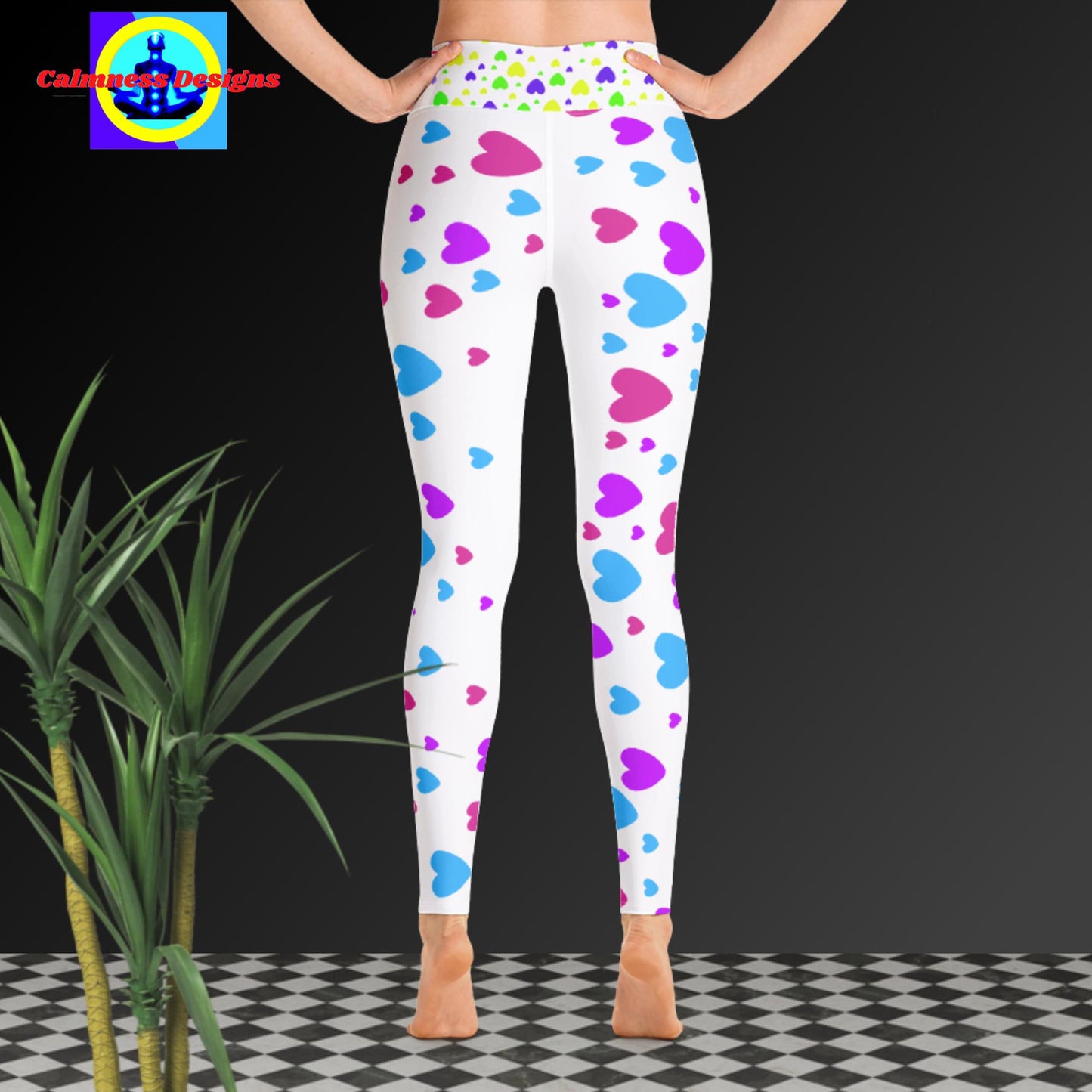 Happy Valentines Day, Hearts, Yoga Leggings