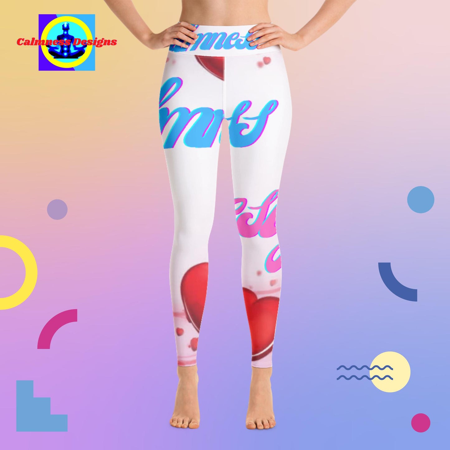 Calmness Designs, Designer, Hearts, Roses, Yoga Leggings