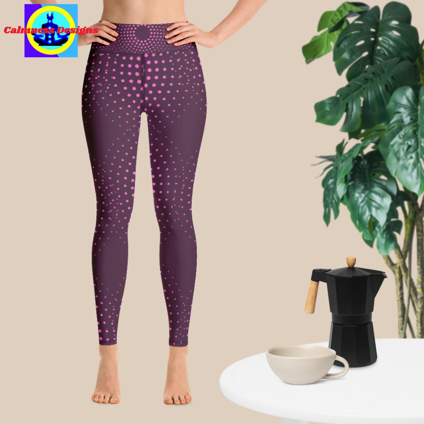 Calmness Designs, Dotted Pink, Yoga Leggings