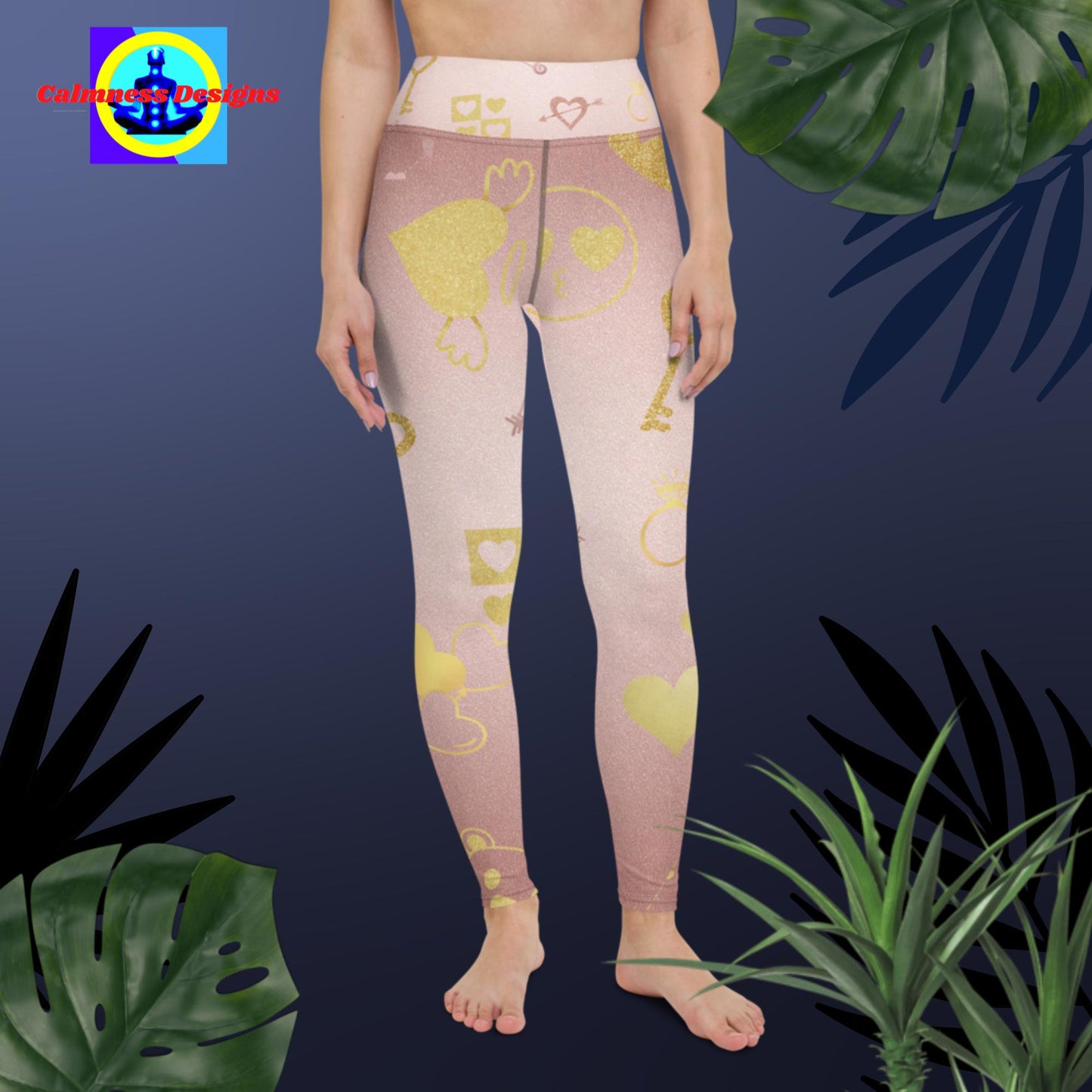 Golden Loves Locks & Keys, Hearts, Yoga Leggings