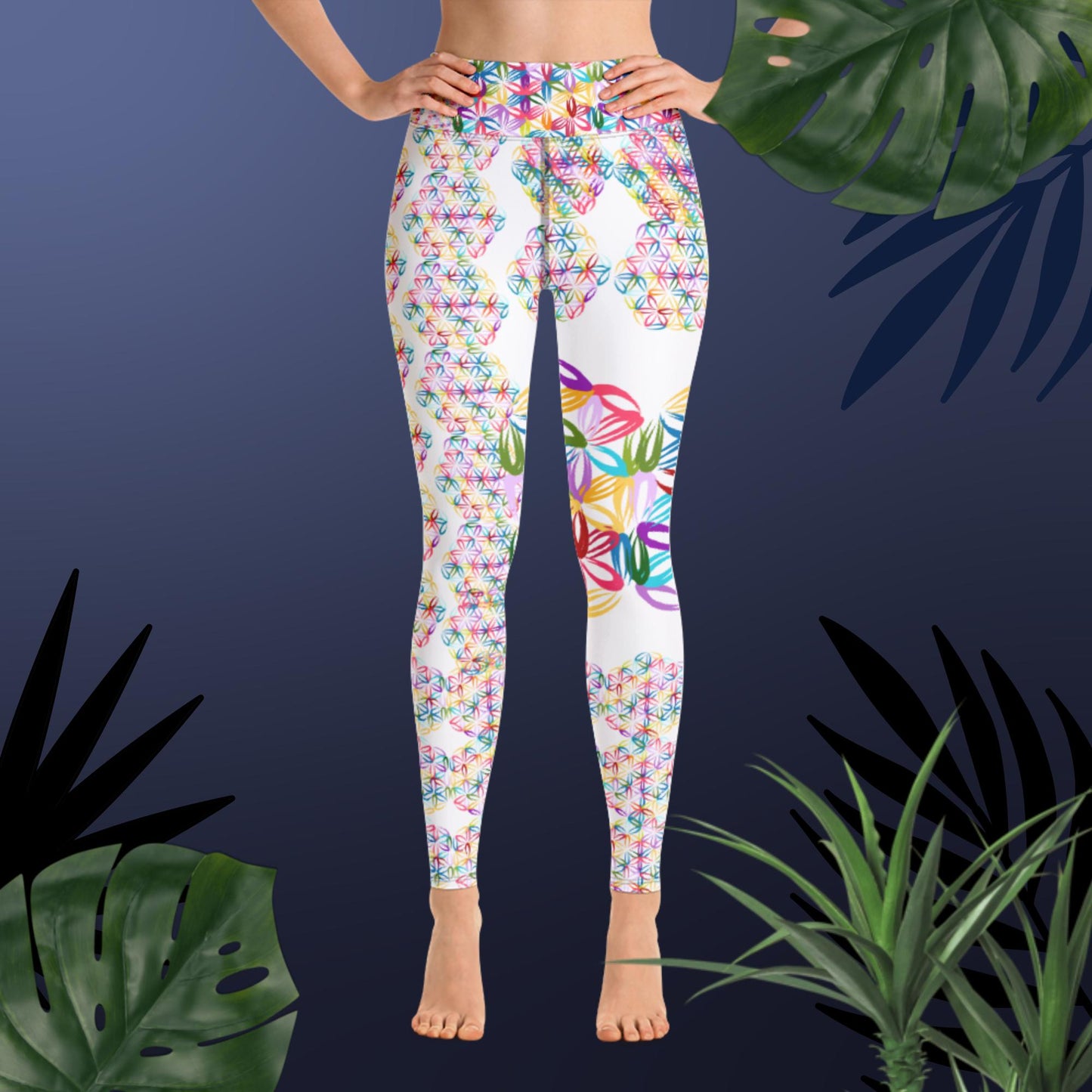 Flower of Life Pattern Illustration, Yoga Leggings