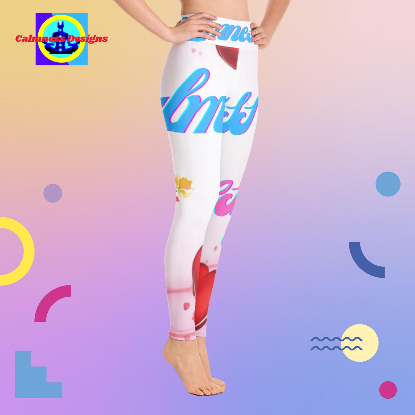 Calmness Designs, Designer, Hearts, Roses, Yoga Leggings