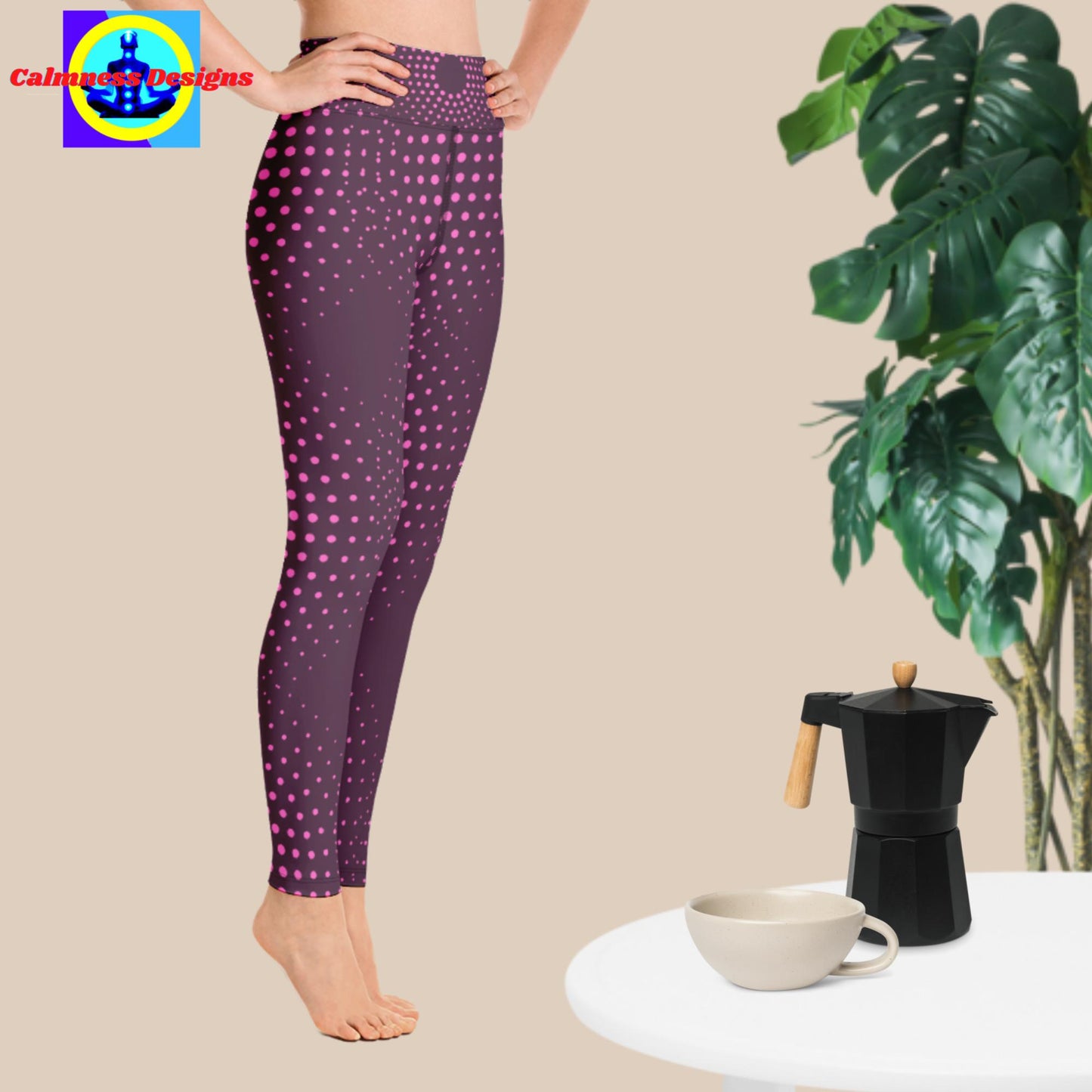 Calmness Designs, Dotted Pink, Yoga Leggings
