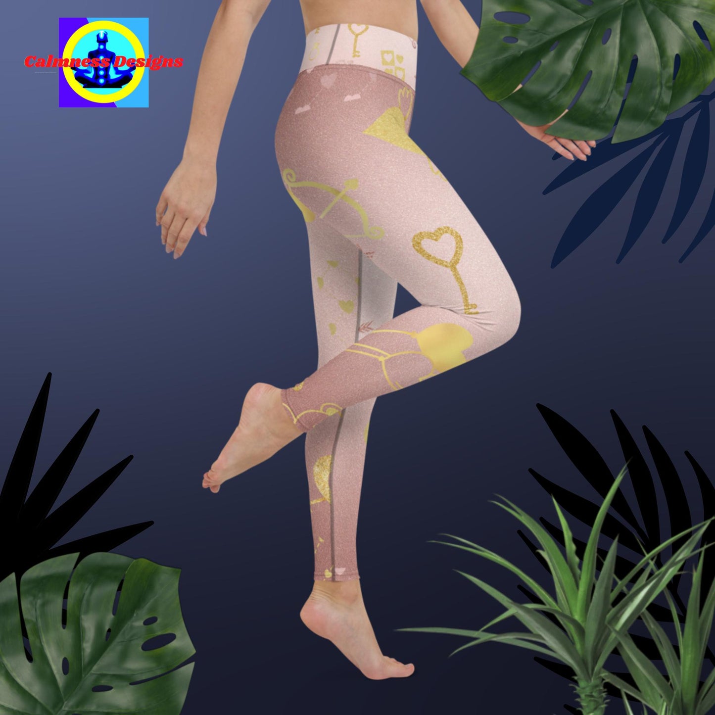 Golden Loves Locks & Keys, Hearts, Yoga Leggings