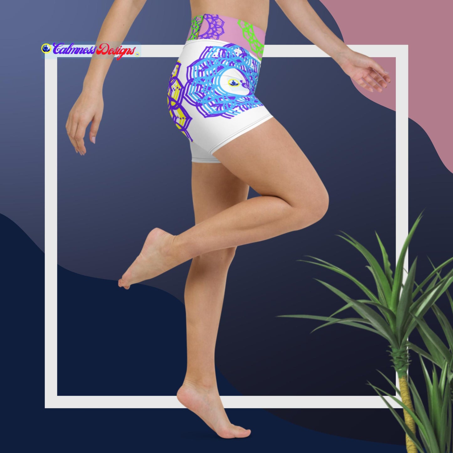 Dotted Lines Sahasrara Chakra Symbol Yoga Shorts