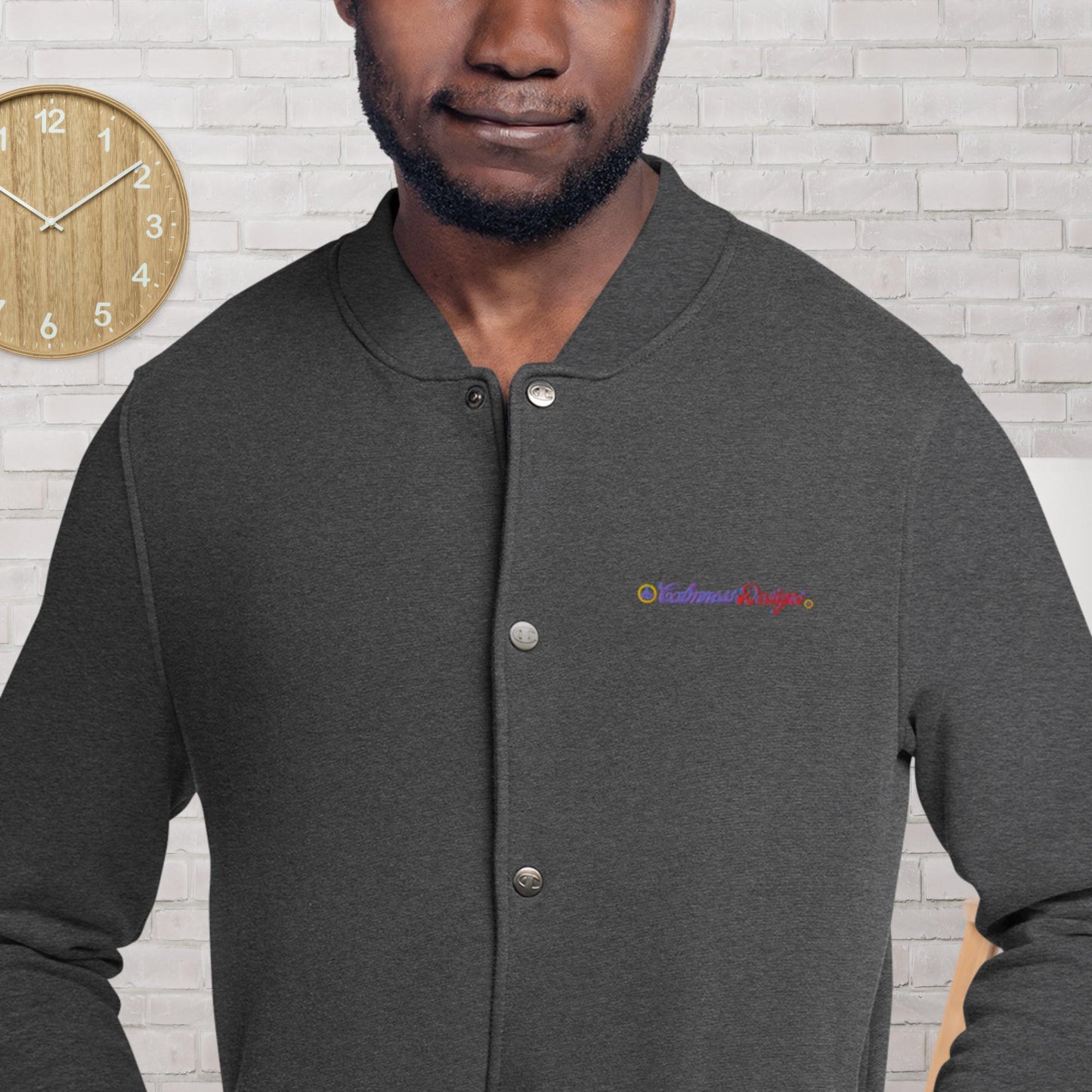 Calmness Designs, Genuine, Authentic, Embroidered Champion Bomber Jacket