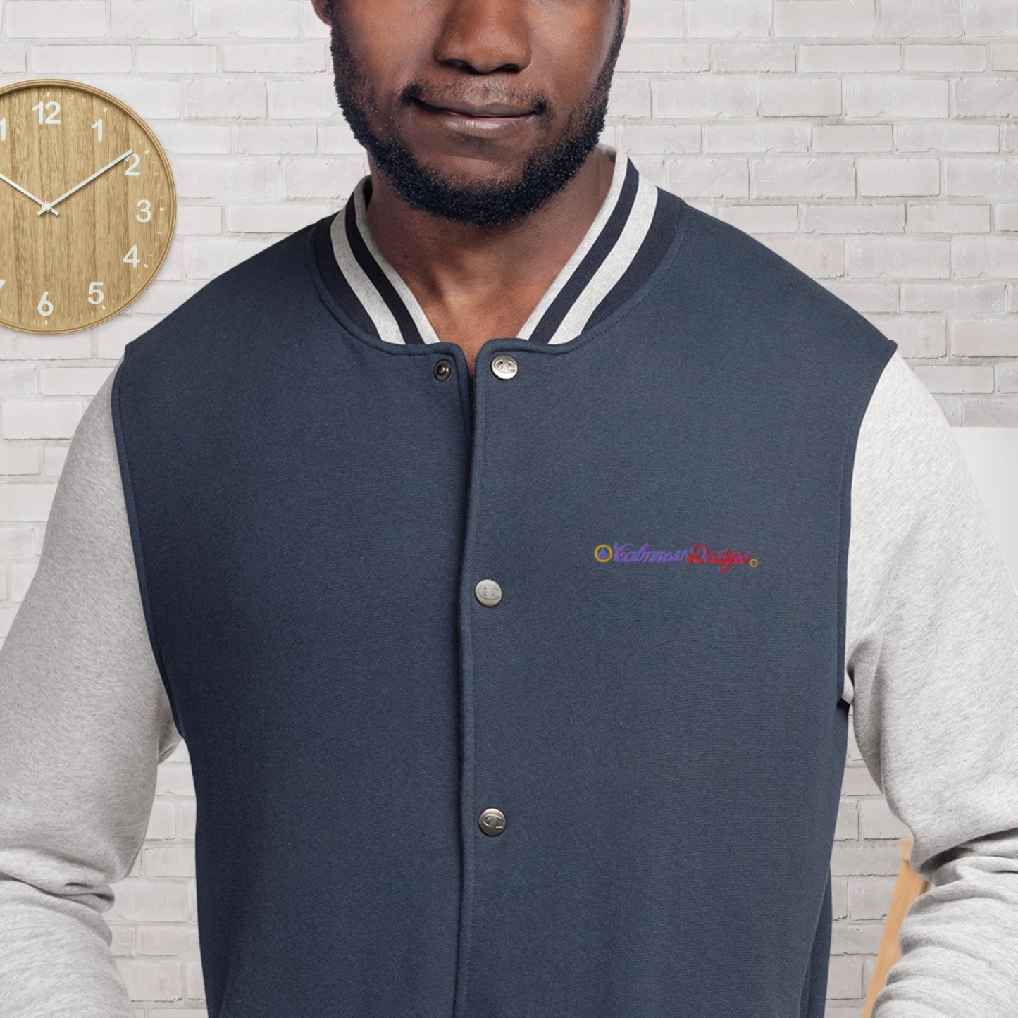 Calmness Designs, Genuine, Authentic, Embroidered Champion Bomber Jacket