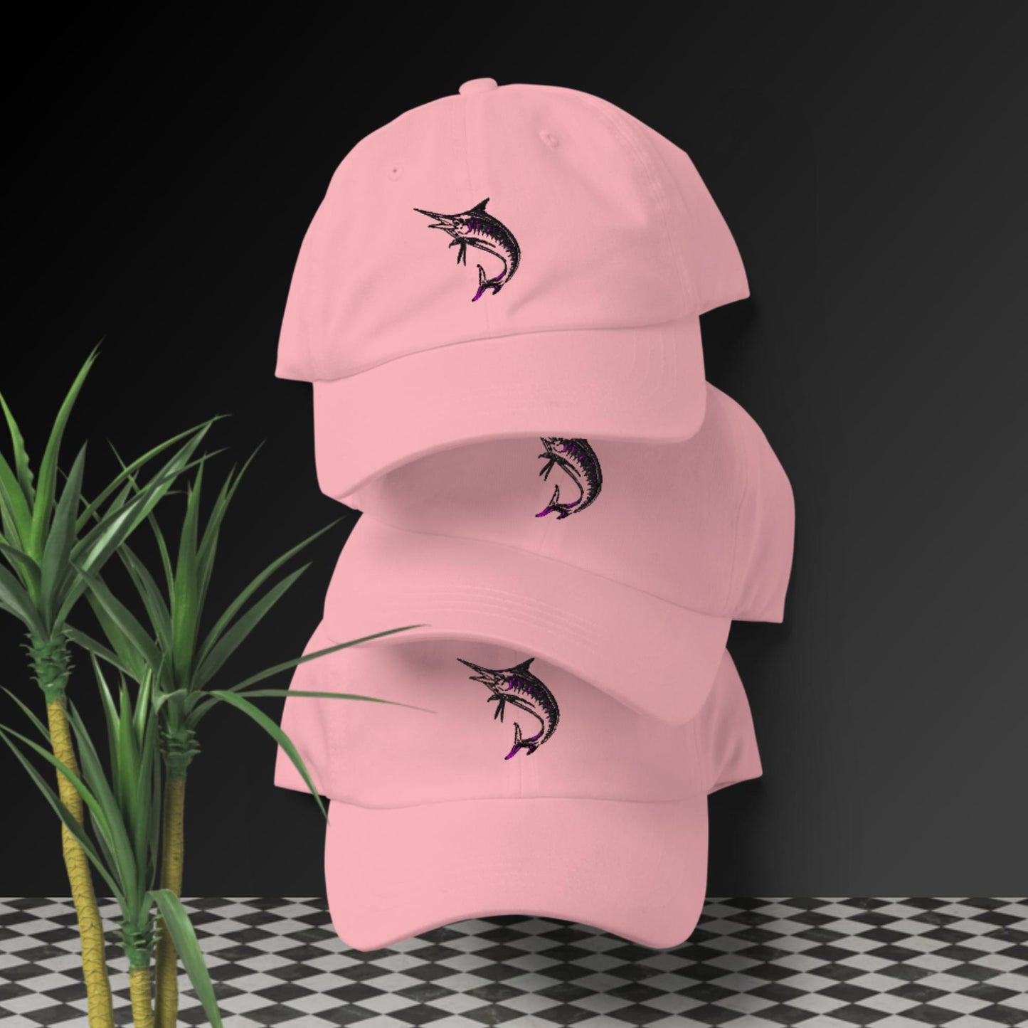 Swordfish Illustration, Calmnessdesign.com Logo, Dad hat