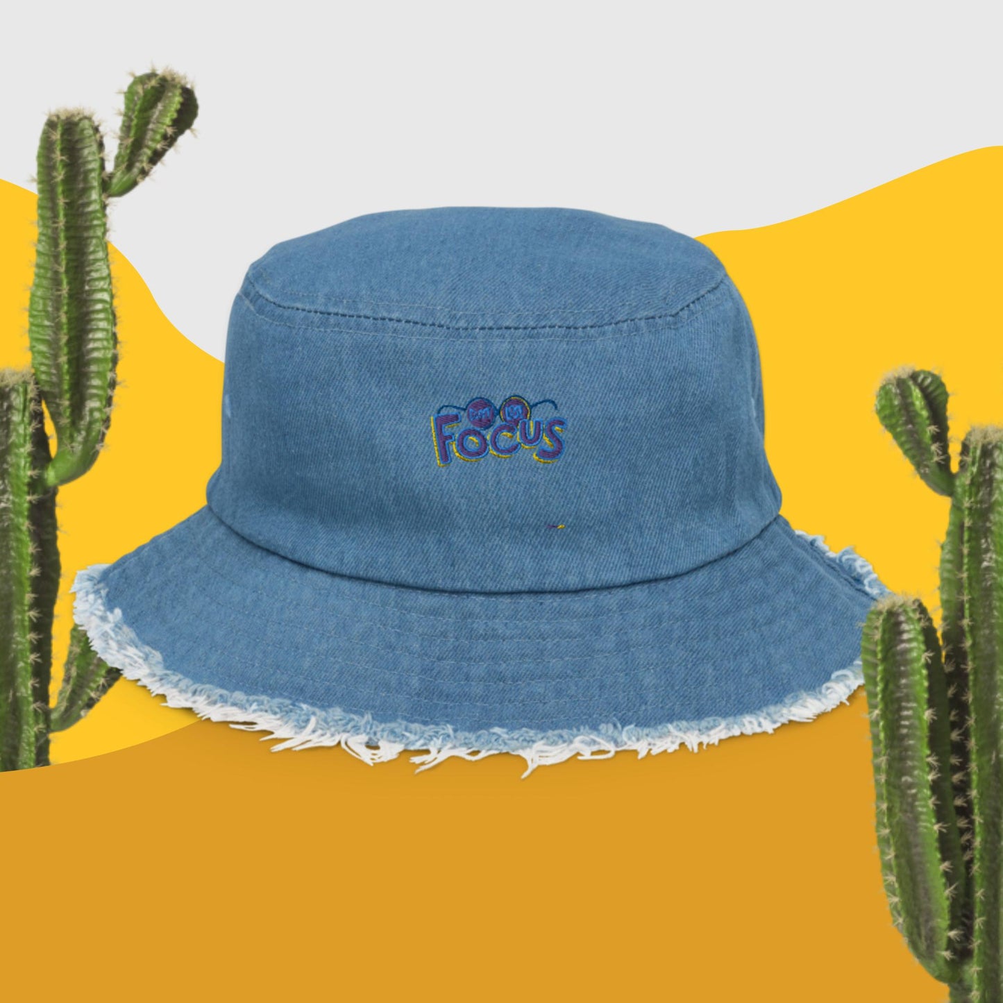 Don't Lose Focus, Distressed denim bucket hat