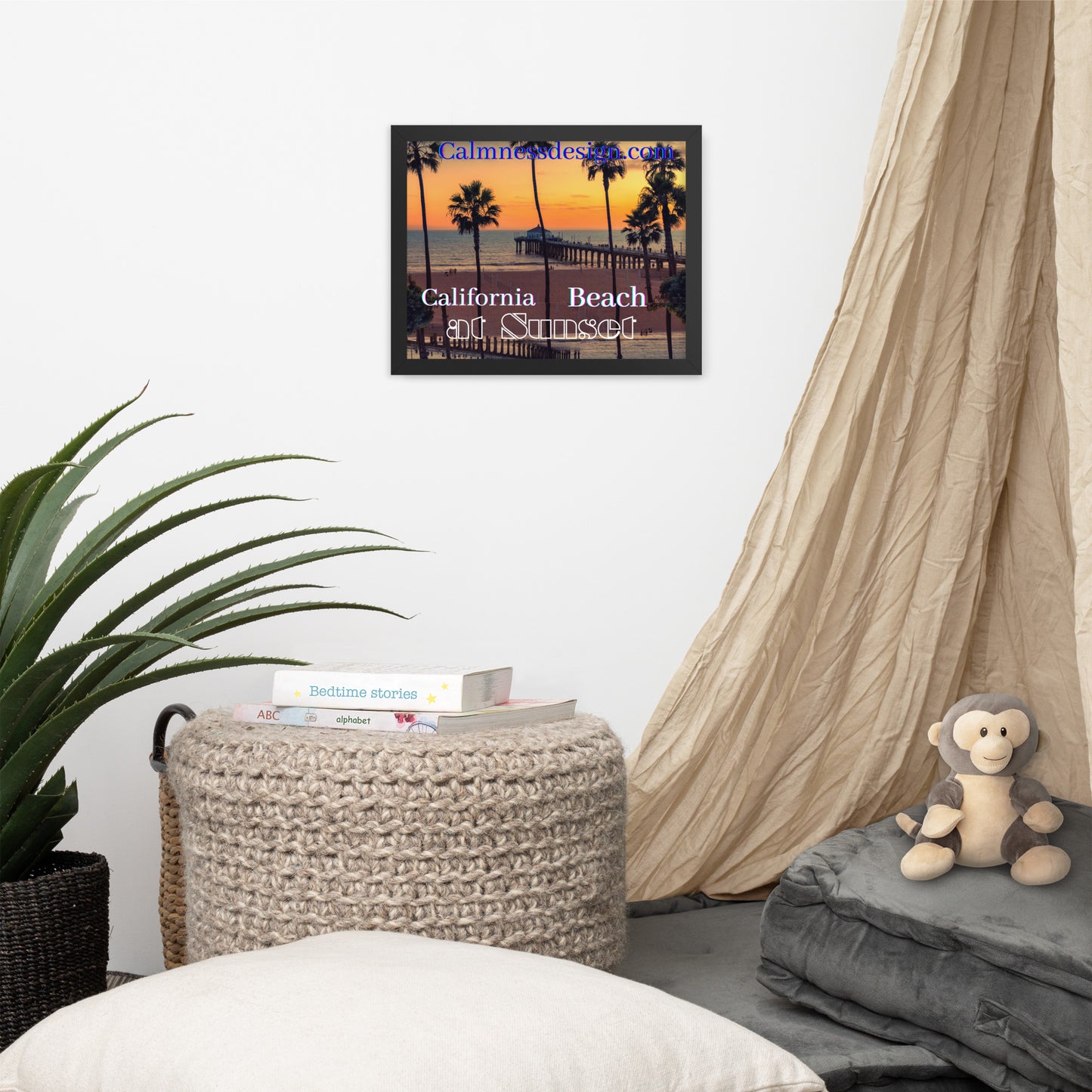 California Beach at Sunset, calmnessdesign.com, Framed poster