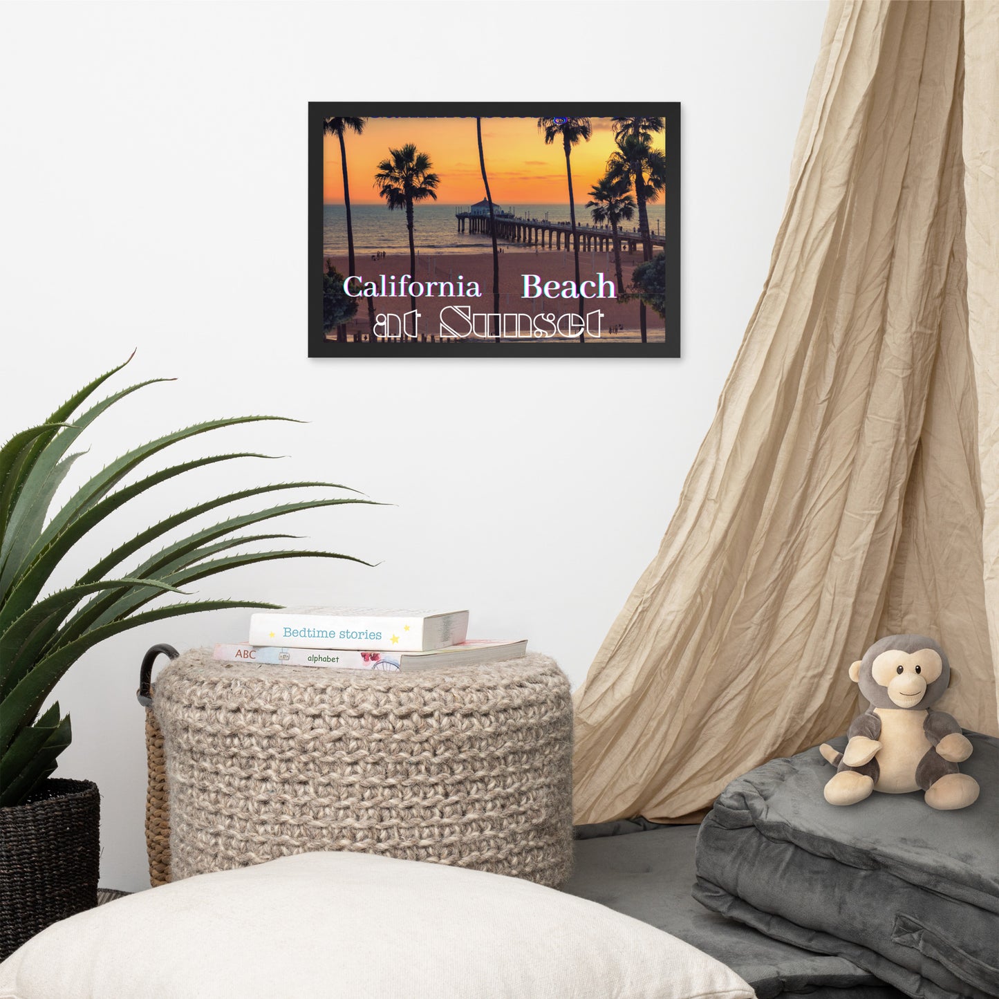 California Beach at Sunset, calmnessdesign.com, Framed poster