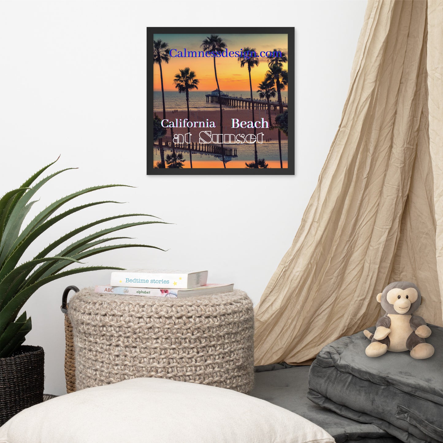 California Beach at Sunset, calmnessdesign.com, Framed poster