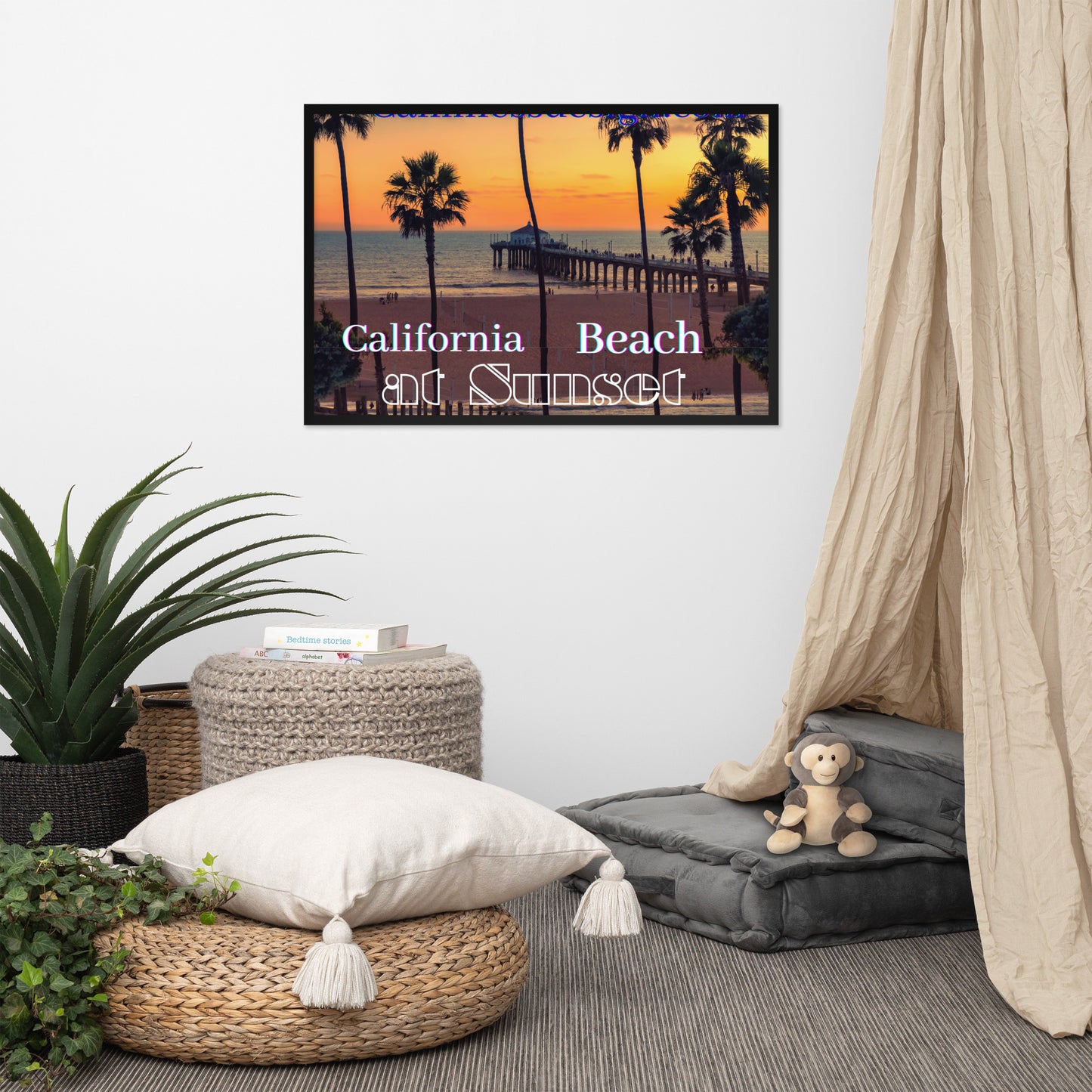 California Beach at Sunset, calmnessdesign.com, Framed poster
