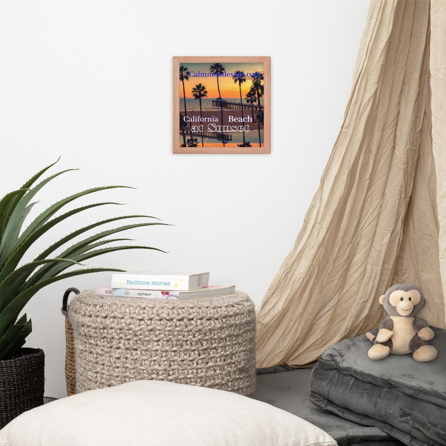 California Beach at Sunset, calmnessdesign.com, Framed poster
