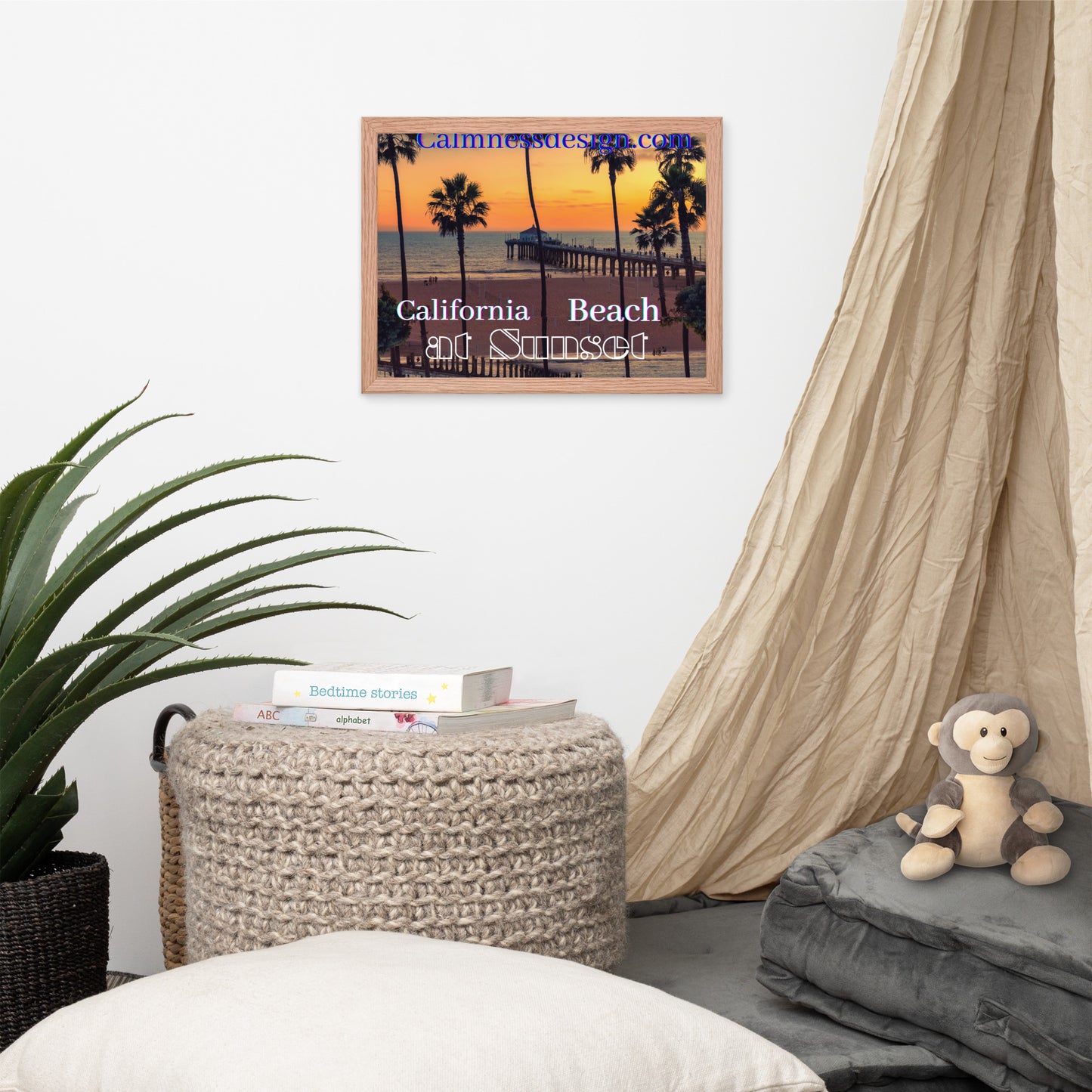 California Beach at Sunset, calmnessdesign.com, Framed poster