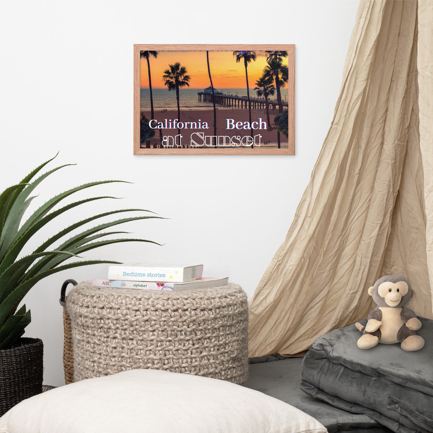 California Beach at Sunset, calmnessdesign.com, Framed poster