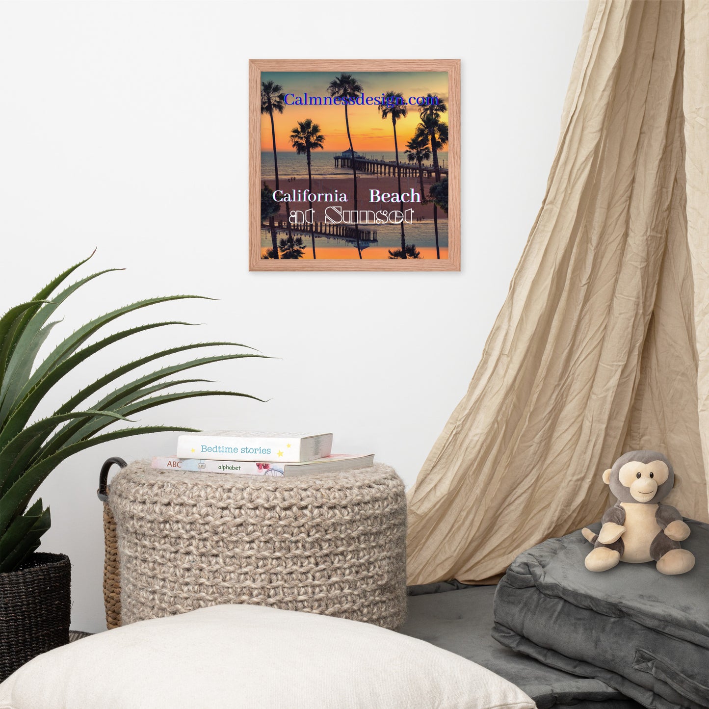 California Beach at Sunset, calmnessdesign.com, Framed poster