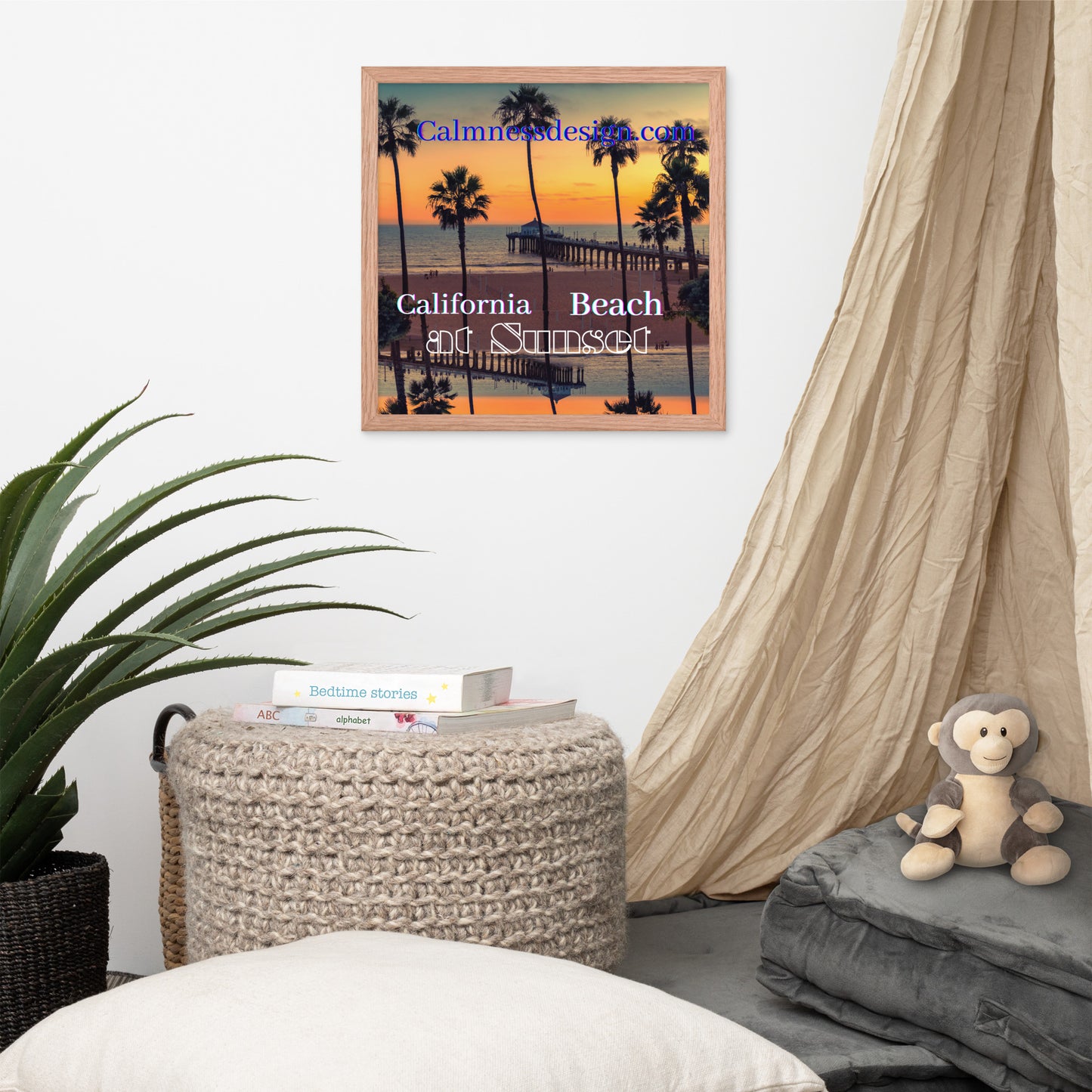 California Beach at Sunset, calmnessdesign.com, Framed poster