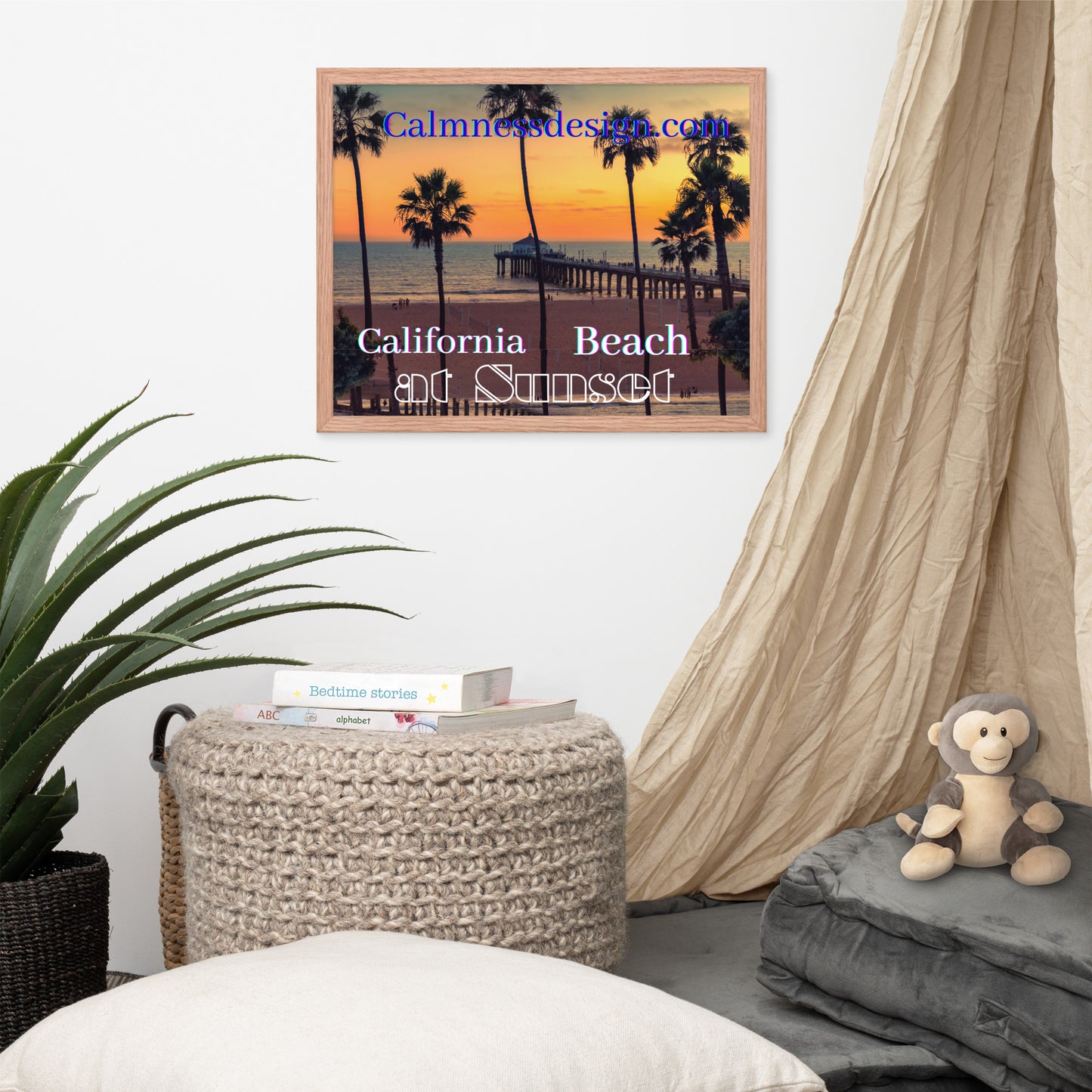 California Beach at Sunset, calmnessdesign.com, Framed poster
