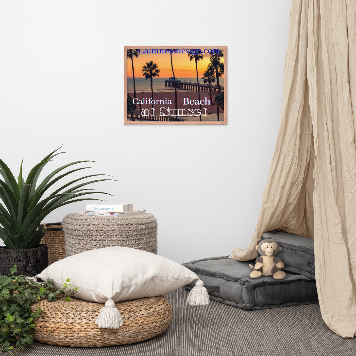 California Beach at Sunset, calmnessdesign.com, Framed poster