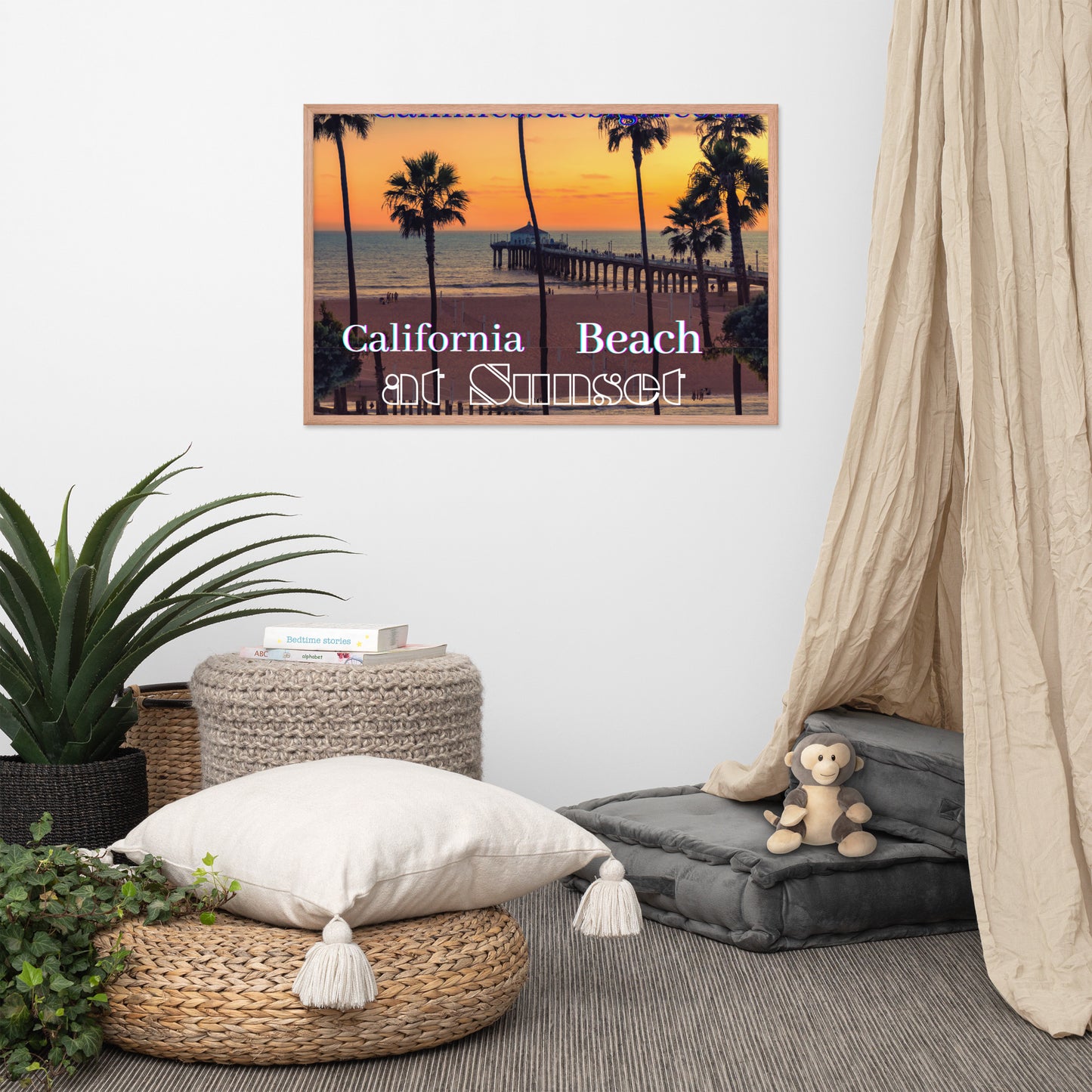 California Beach at Sunset, calmnessdesign.com, Framed poster