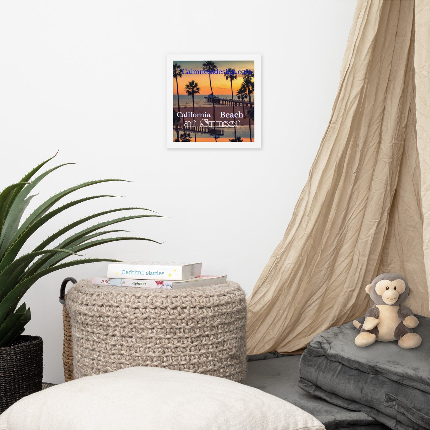 California Beach at Sunset, calmnessdesign.com, Framed poster