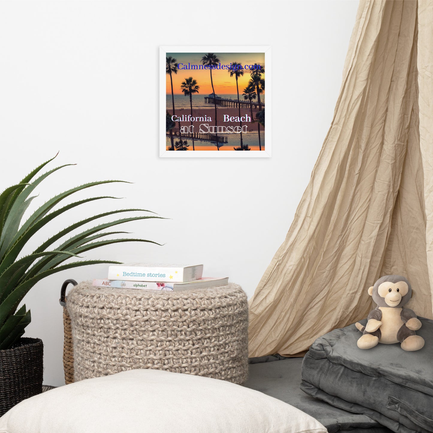 California Beach at Sunset, calmnessdesign.com, Framed poster