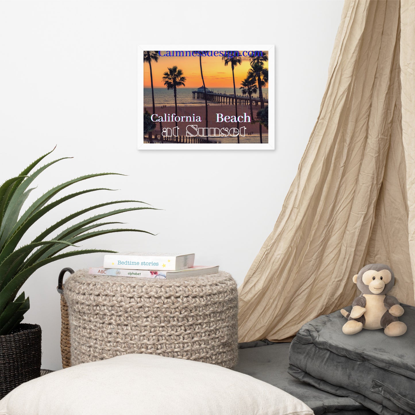 California Beach at Sunset, calmnessdesign.com, Framed poster