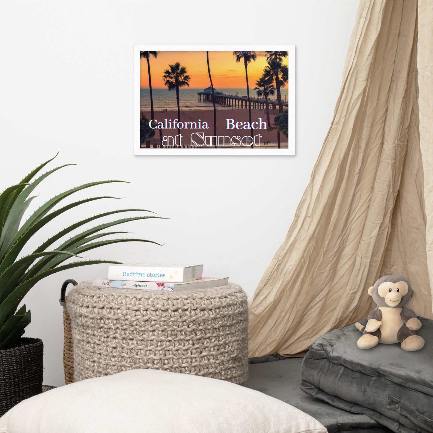 California Beach at Sunset, calmnessdesign.com, Framed poster