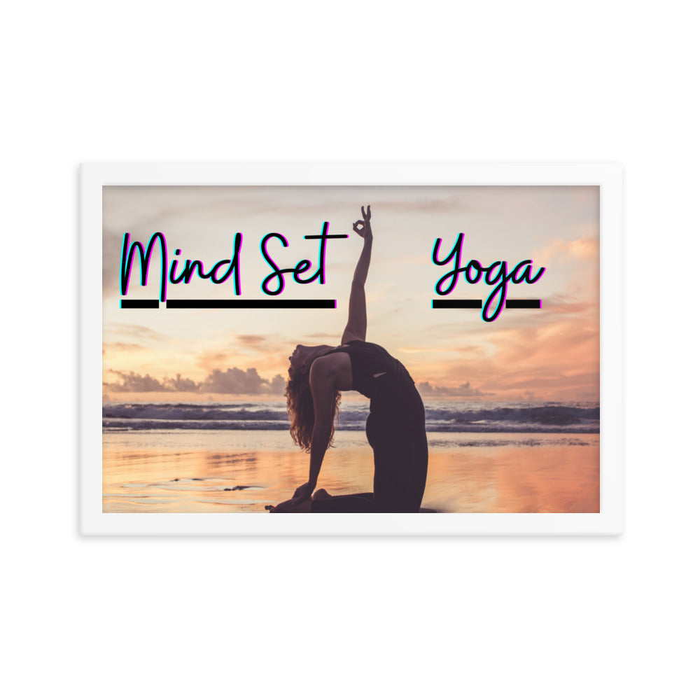 Mind Set Yoga, Sunset Beach Yoga, Framed poster