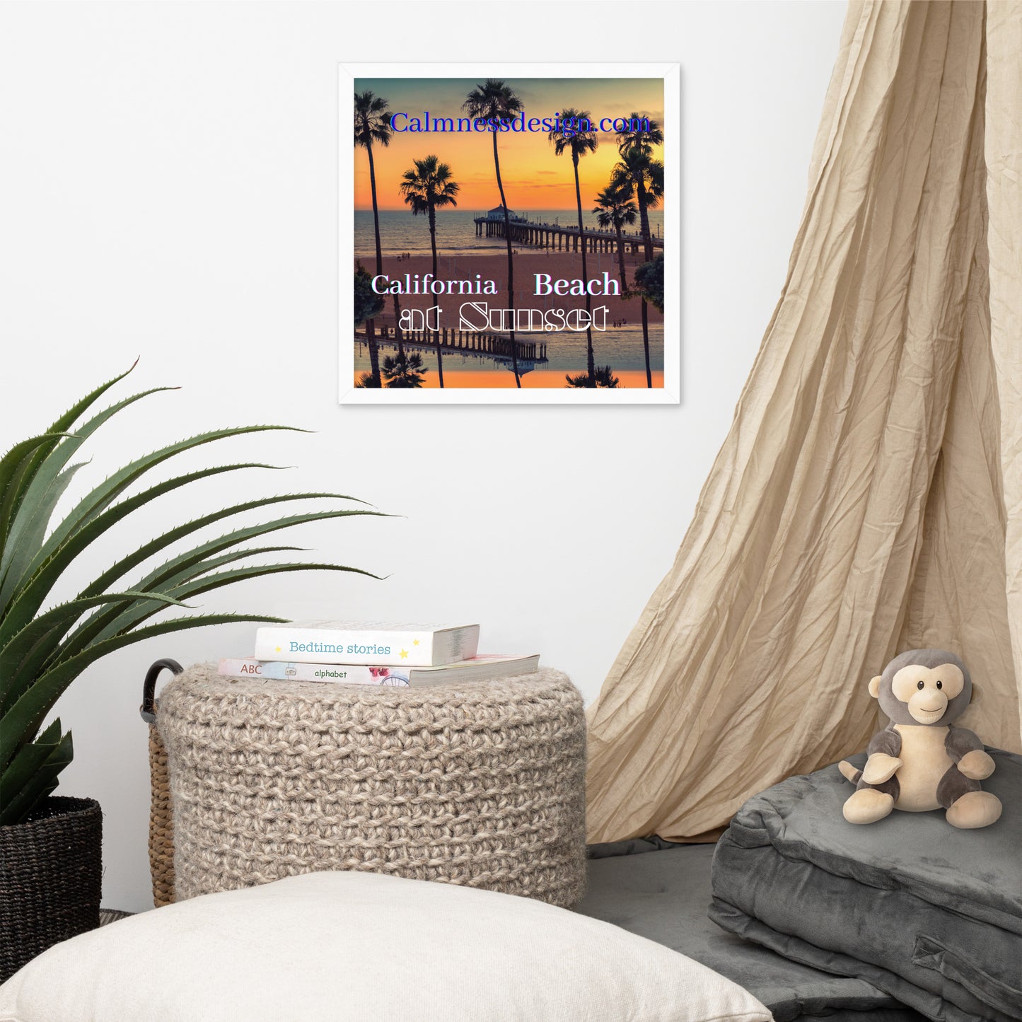 California Beach at Sunset, calmnessdesign.com, Framed poster