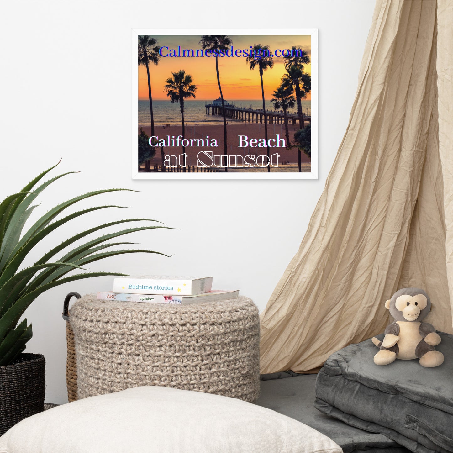 California Beach at Sunset, calmnessdesign.com, Framed poster