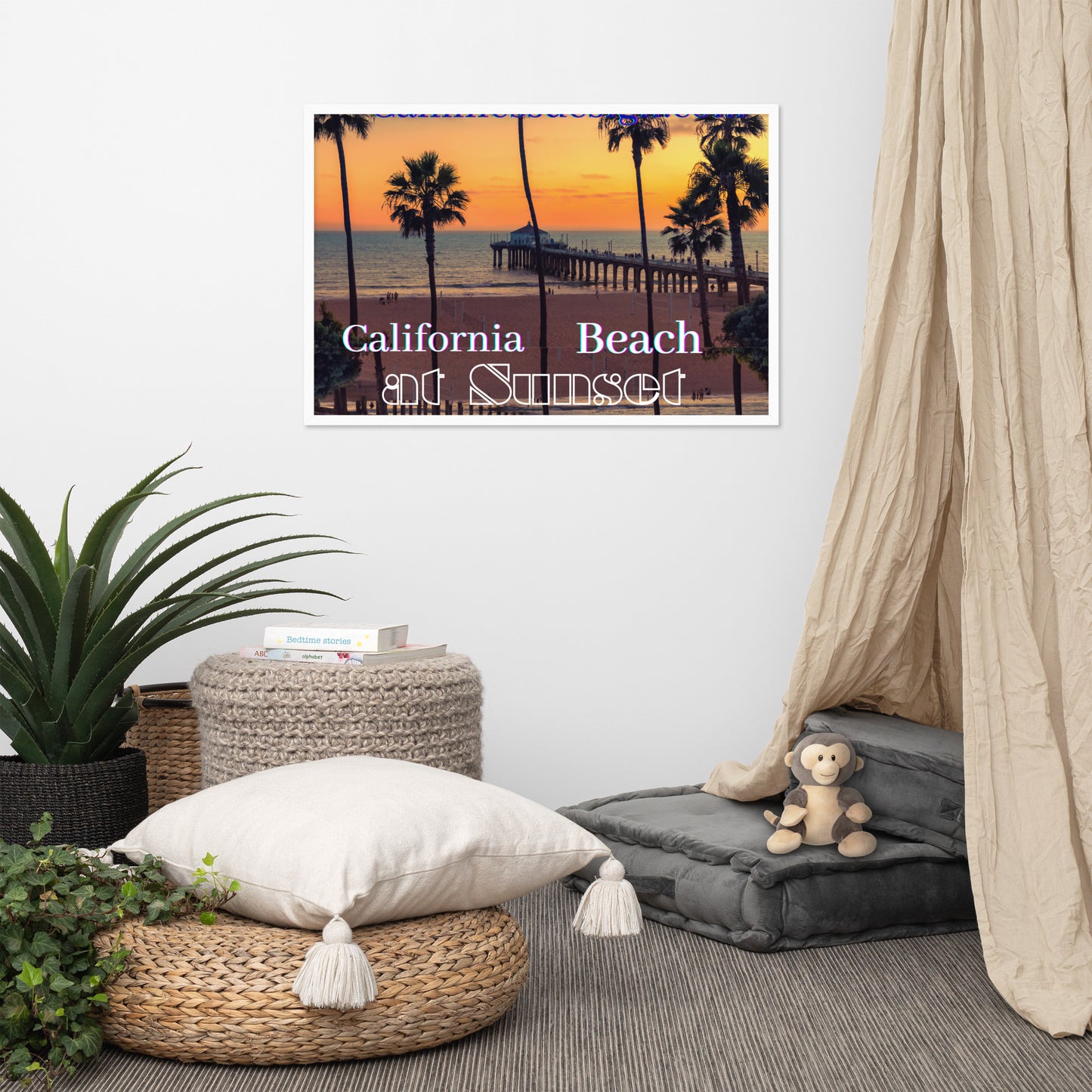California Beach at Sunset, calmnessdesign.com, Framed poster