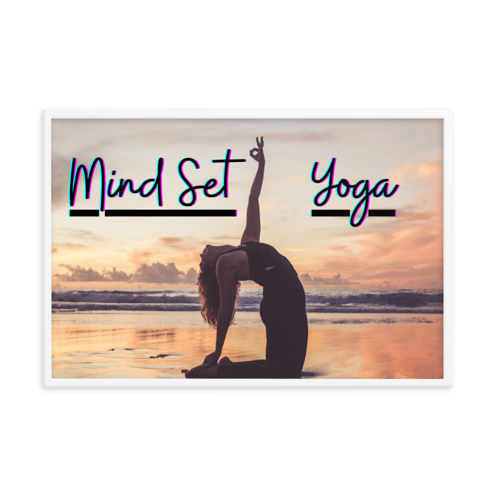 Mind Set Yoga, Sunset Beach Yoga, Framed poster