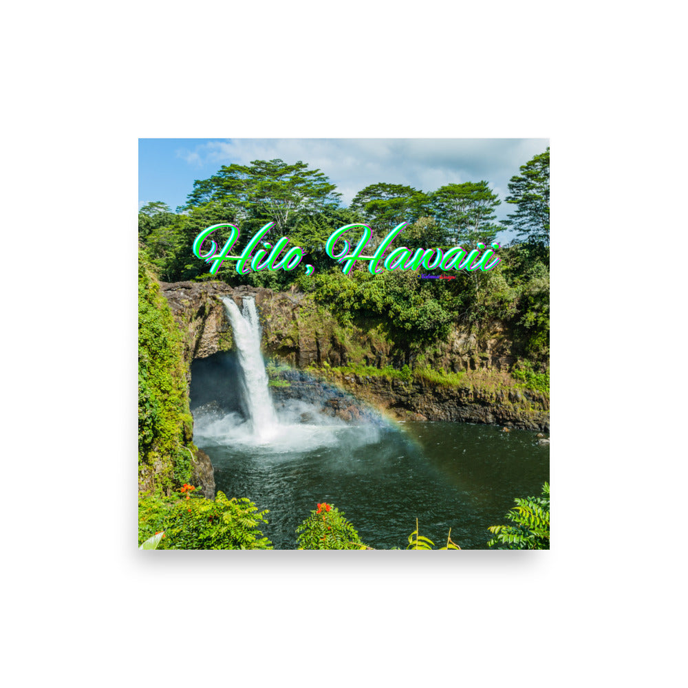Rainbow, Water Falls in Hilo Hawaii, Poster