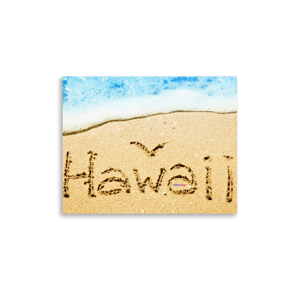 Hawaii Bird Written in Sand on Beach, Poster