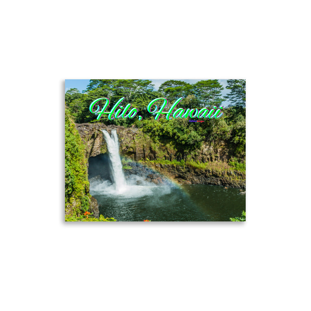 Rainbow, Water Falls in Hilo Hawaii, Poster
