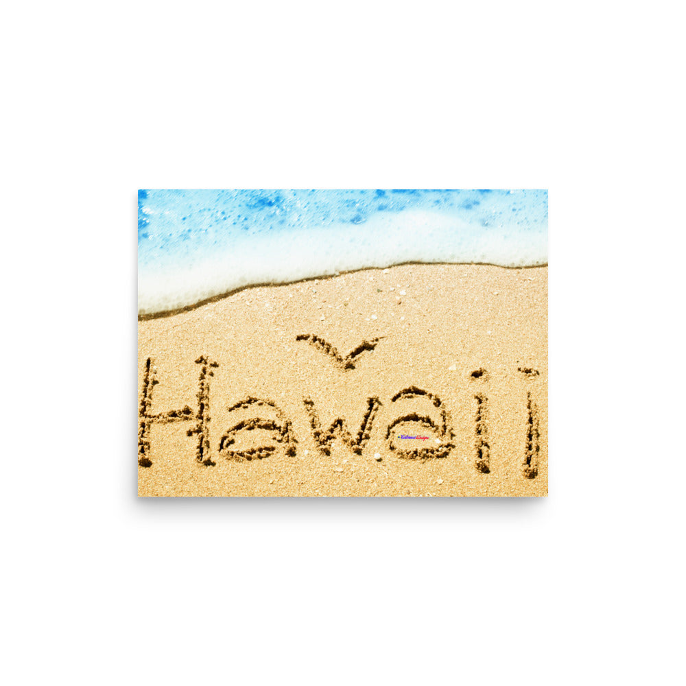 Hawaii Bird Written in Sand on Beach, Poster