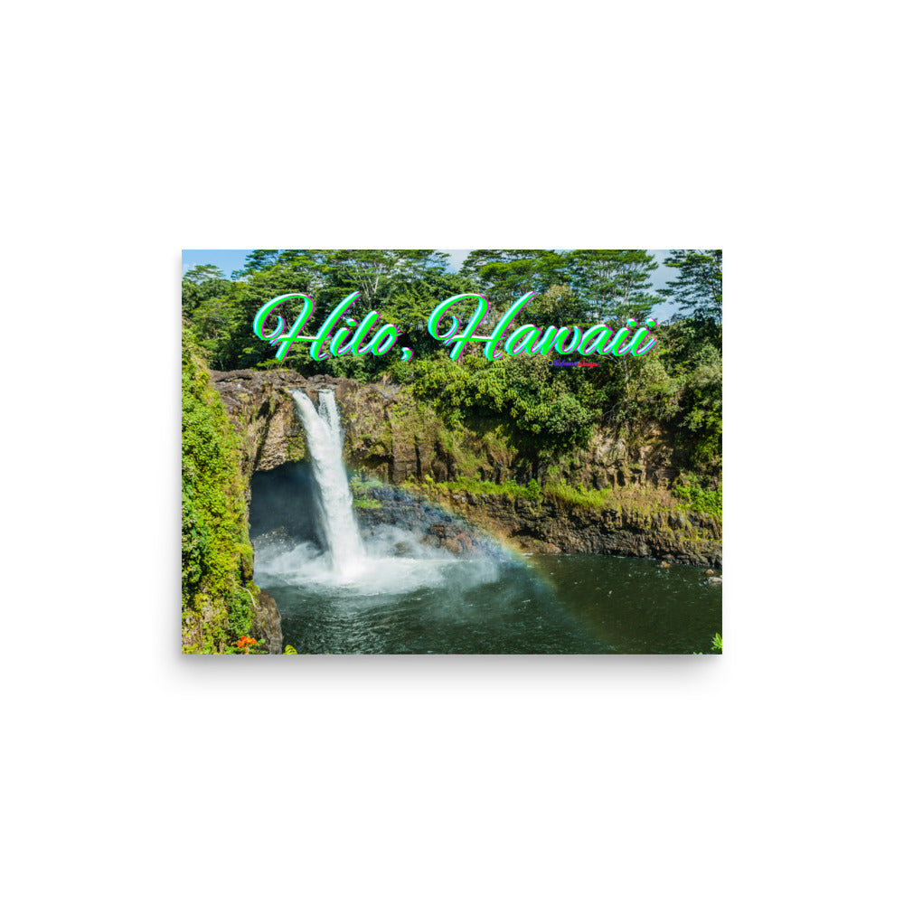 Rainbow, Water Falls in Hilo Hawaii, Poster